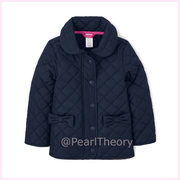 Quilted Dress Coat with Peter Pan Collar and Patch Pockets